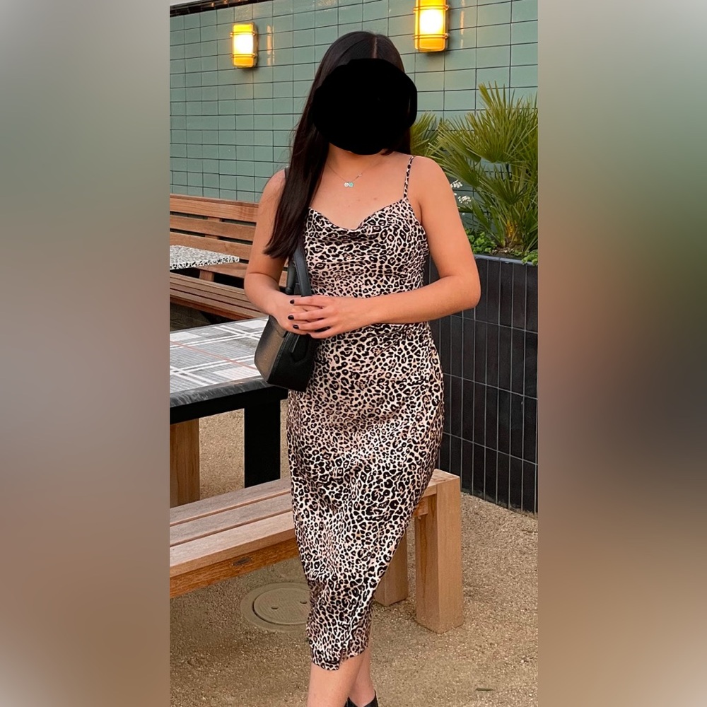 Isalis cheetah cowl neck dress